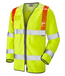 LEO WORKWEAR BARBROOK ISO 20471 Cl 3 Orange Brace Sleeved Waistcoat